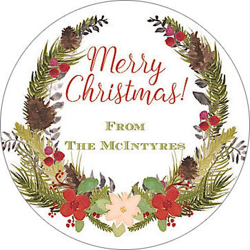 Botanical Wreath Round Gift Stickers